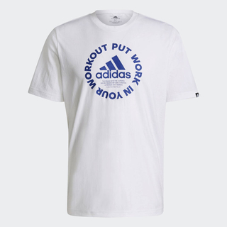 Camiseta Estampada Adidas Primeblue "Put Work in Your Workout" Branca GS6264