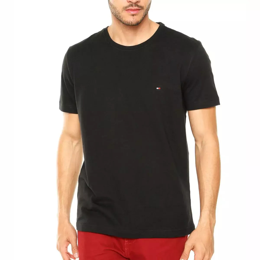 Camiseta Tommy Hilfiger Masculina Essential Organic Cotton Preta  thmw0mw27120thdbs