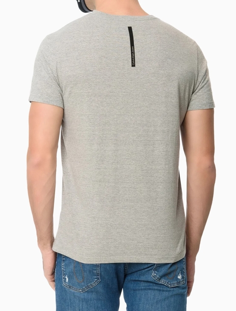 Camiseta masculina Calvin Klein Logo Básico Mescla Gola Careca Cinza CKJM105-0966 - comprar online