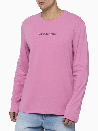 Camiseta Calvin Klein Manga Longa Masc Logo Rosa - CKJM110D-0401