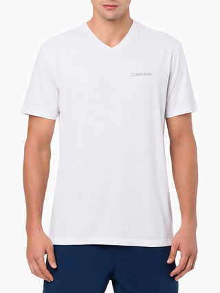 Camiseta Calvin Klein Swimwear Decote V Branca - CKSWM102-0900