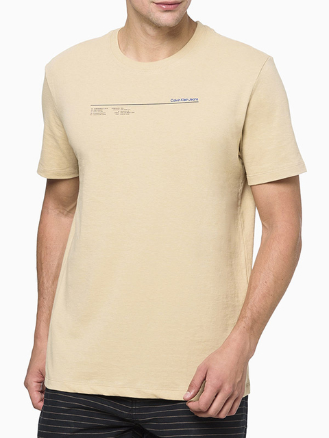 Camiseta Calvin Klein Masculina Established Text Caqui Claro - CM3OC01TC851-0712