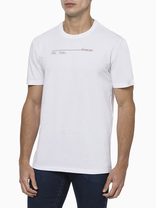 Camiseta Calvin Klein Masculina Established Text Branca - CM3OC01TC851-0900