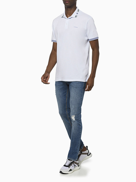 Camisa Polo Calvin Klein Masculina Logo CK Retilínea Branca - CM3OC02PR707-0900 na internet