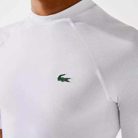 Camiseta masculina Lacoste SPORT com compressão ergonômica - Branco TH9620 - Kevin Sports