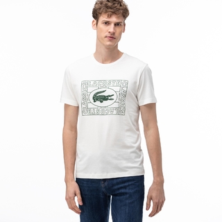 Camiseta Lacoste Logo Branca + Verde TH5097-21-70V