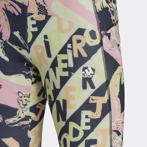 Calça Legging Adidas 7/8 Estampada Cós Alto Farm Feel Brilliant Aeroready HA1231 - loja online