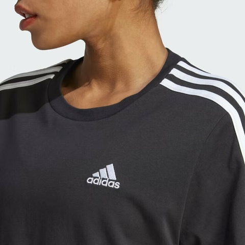 Camiseta Adidas Cropped Malha Simples Essentials 3-Stripes HR4913 - loja online