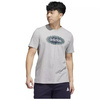 Camiseta Malha Adidas Masculina Linear Algodão Estampada - Cinza+Verde HR5754