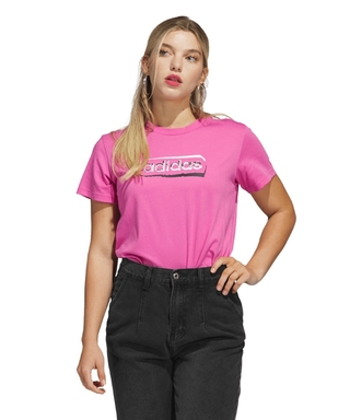 Camiseta Estampada Linear Stencil - Rosa adidas HS2509