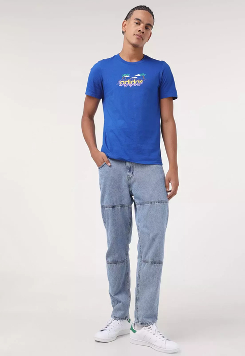 Camiseta adidas Sportswear Gráfica Logo Linear Azul IA4028