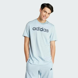 Camiseta Essentials Linear Embroidered Logo - Azul adidas IS1382