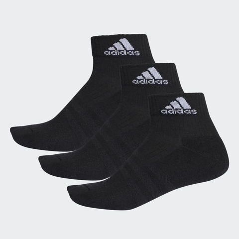 Meia Adidas Ankle Mid Cushion - Kit 3 Pares - Preta AA2286