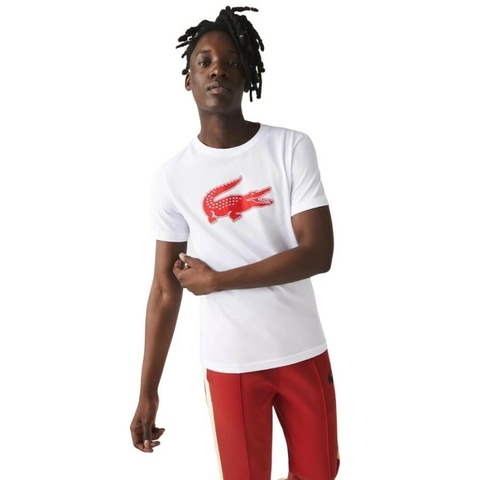 Camiseta Lacoste Sport Crocodilo 3D Branco TH2042 23-B6C