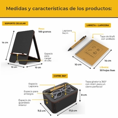 Kit Cofre 360° + Porta Celular + Anotador Y Lapicera - comprar online
