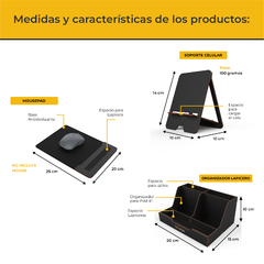 Kit Base eleva monitor, soporte para notebook, organizador, porta celu y mousepad en internet