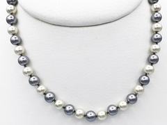 Collar Perla de Mallorca Gris y Natural N°8 45cm