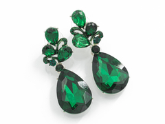 Aros Racimo Gota Strass Verde