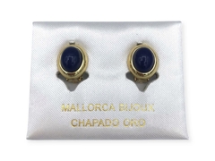 Aros Perla de Mallorca Oval Azul Clip