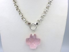 Conjunto Cruz Cristal Rosa