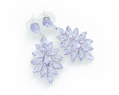 Aros Strass Flor Oval Lila