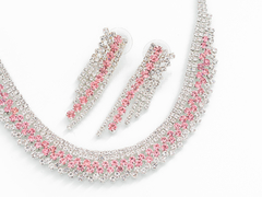 Conjunto Strass Centro Rosa