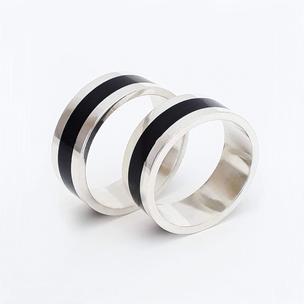 Set alianzas de boda compromiso o aniversario en plata y maderas