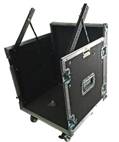 Road Case Rack 8u + Mesa De Som Inclinaçao Ajustável com rodas