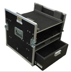 Case rack para mesa de som + 3u + 2 bases microfones e gaveta