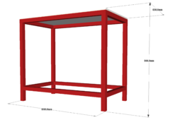 Mesa bancada industrial 100 x 60 x 90cm vermelho e branco - comprar online