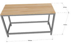 Mesa bancada industrial 150 x 60 x 90cm cinza e pinus