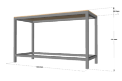 Mesa bancada industrial 150 x 60 x 90cm cinza e pinus - comprar online