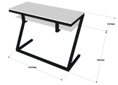 Bancada Z Dj em metal 120 x 50 x 90cm preto e branco