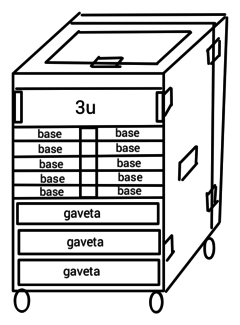 case m32r + rack VS 3u + 3 gavetas 10 bases sem fio - Universalcases