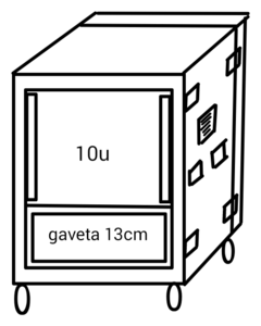 case rack 10u + gaveta 13cm com respiradores e amo