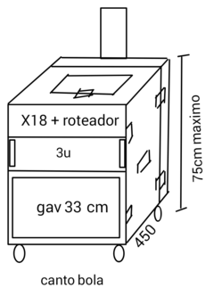 Case rack para X18 + 3u + gaveta so mais uma chanc