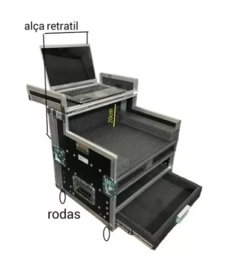 Case Rack Para X18 + 2 Bases + 2u + Gaveta Com Rodas E Alça MLZ