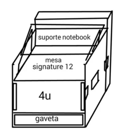 Case Rack Para Signature12 + 4u +gaveta Com Suporte Notebook MLZ