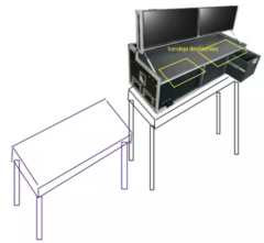 Rack 2 Monitores + Cpu + 6u + Gav Tampas Viram Bancadas MLZ