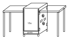 Case Rack 15u + Gaveta Com Tampas Que Viram Bancada E Rodas MLZF