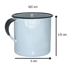 Xícara Esmaltada Caneca Ágata Branca Retrô Café