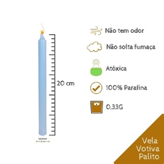 Vela Palito - Azul Clara - Pacote com 10 unidades. - comprar online