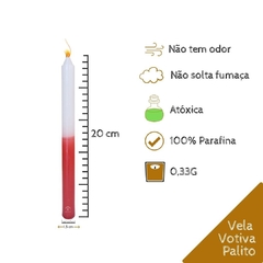 Vela Palito Bicolor - Branca/Vermelha - Pacote com 10 unidades. - comprar online