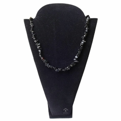 Colar Fio Cascalho Pedra Natural Obsidiana Negra 02F - comprar online