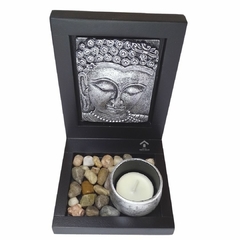 Jardim Zen Altar Porta Velas Buda com Pedrinhas - CASA DO PRETO VELHO COMERCIO DE PRODUTOS NATURAIS LTDA