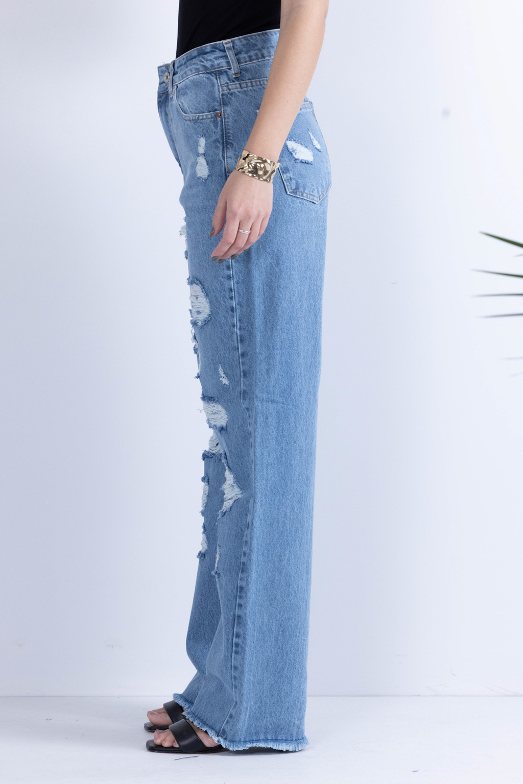 Jean wide leg full roturas
