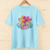Camiseta Unisex Azul Celeste Flores de Colombia - comprar online