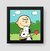 quadro moldura preta charlie brown e snoopy