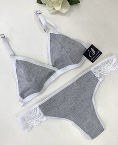 Conjunto Amelie gris melange y blanco - comprar online