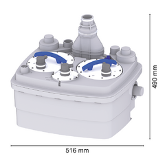 SANICUBIC BRUSHLESS com 2 bombas trituradoras de 2 CV - vazão até 10 m3/hora e bombeamento até 13 metros - SANIFOS